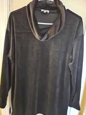 Kim Rogers Black Ribbed Cowl Neck Tunic